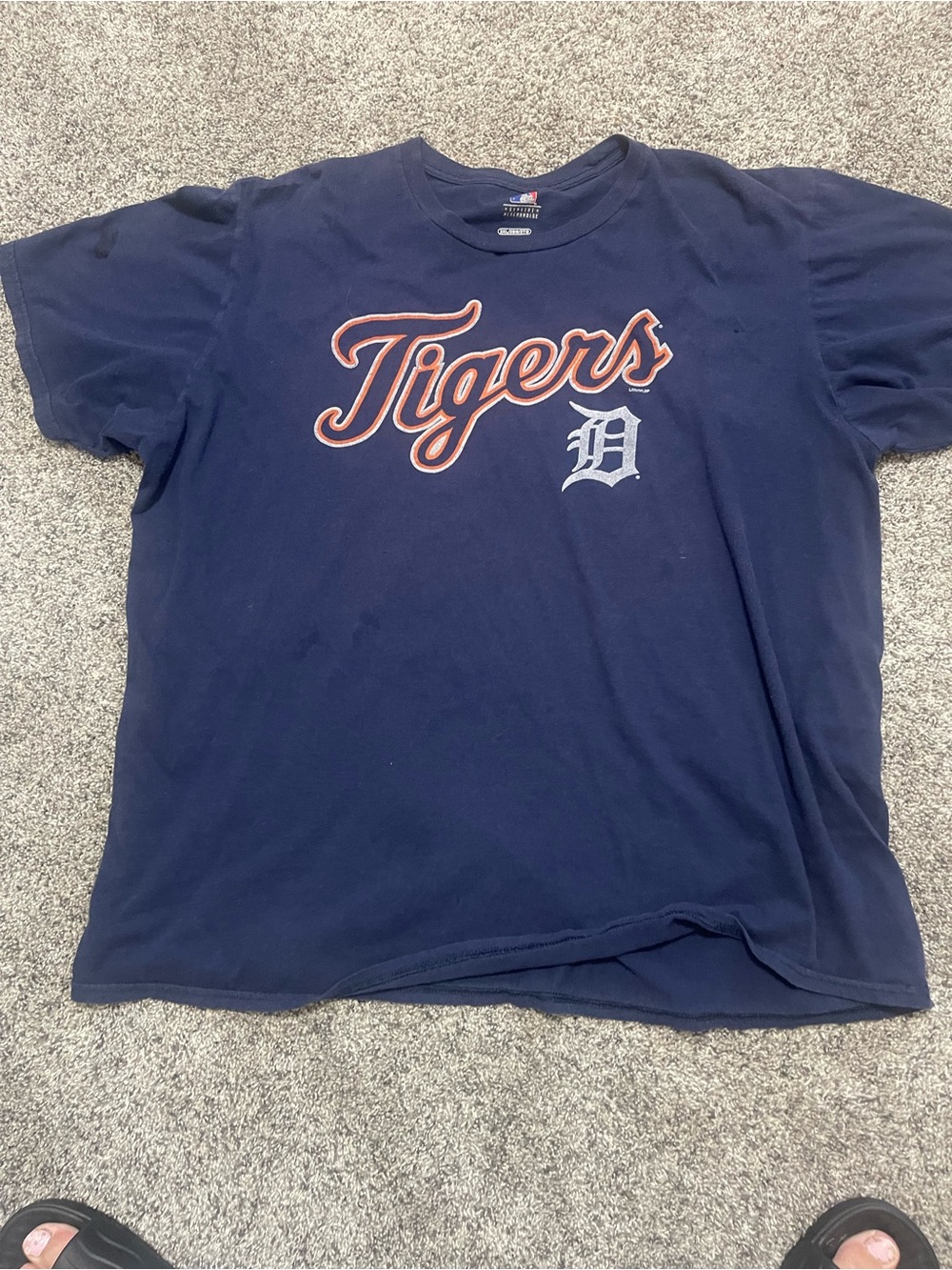 Genuine Merchandise Navy Detroit Tigers Short Sleeve Tee with Orange Script